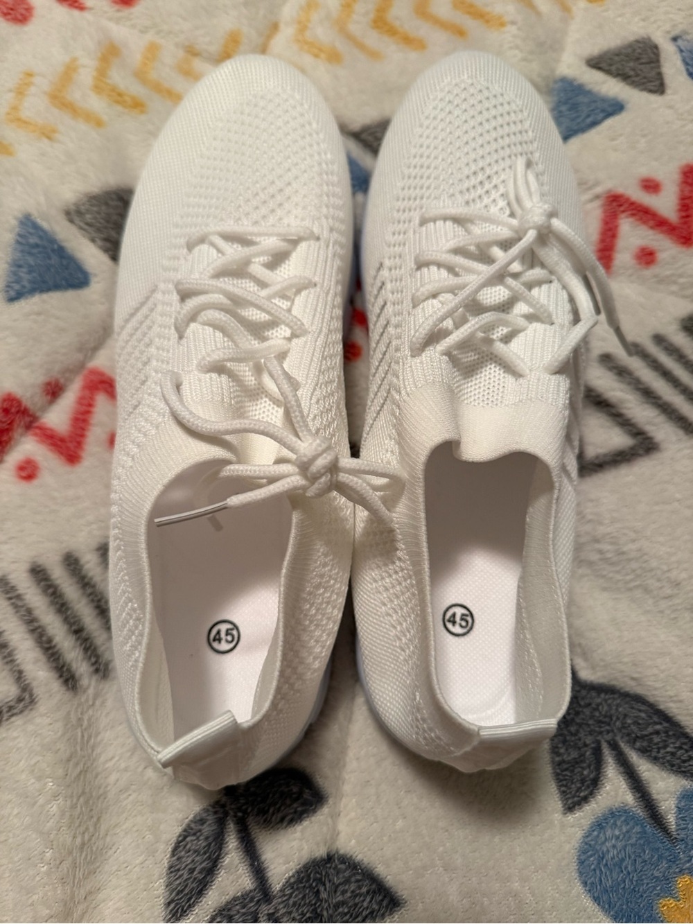 White Knit Lace-Up Women's Sneakers